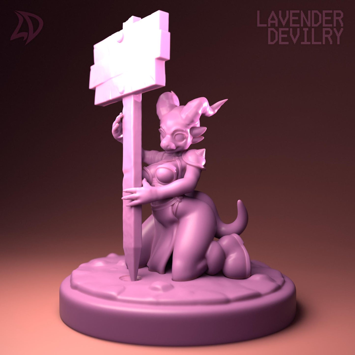 Desktop Skwee, Kobold Squire Pen Holder (Standard & NSFW Variations) - Lavender Devilry