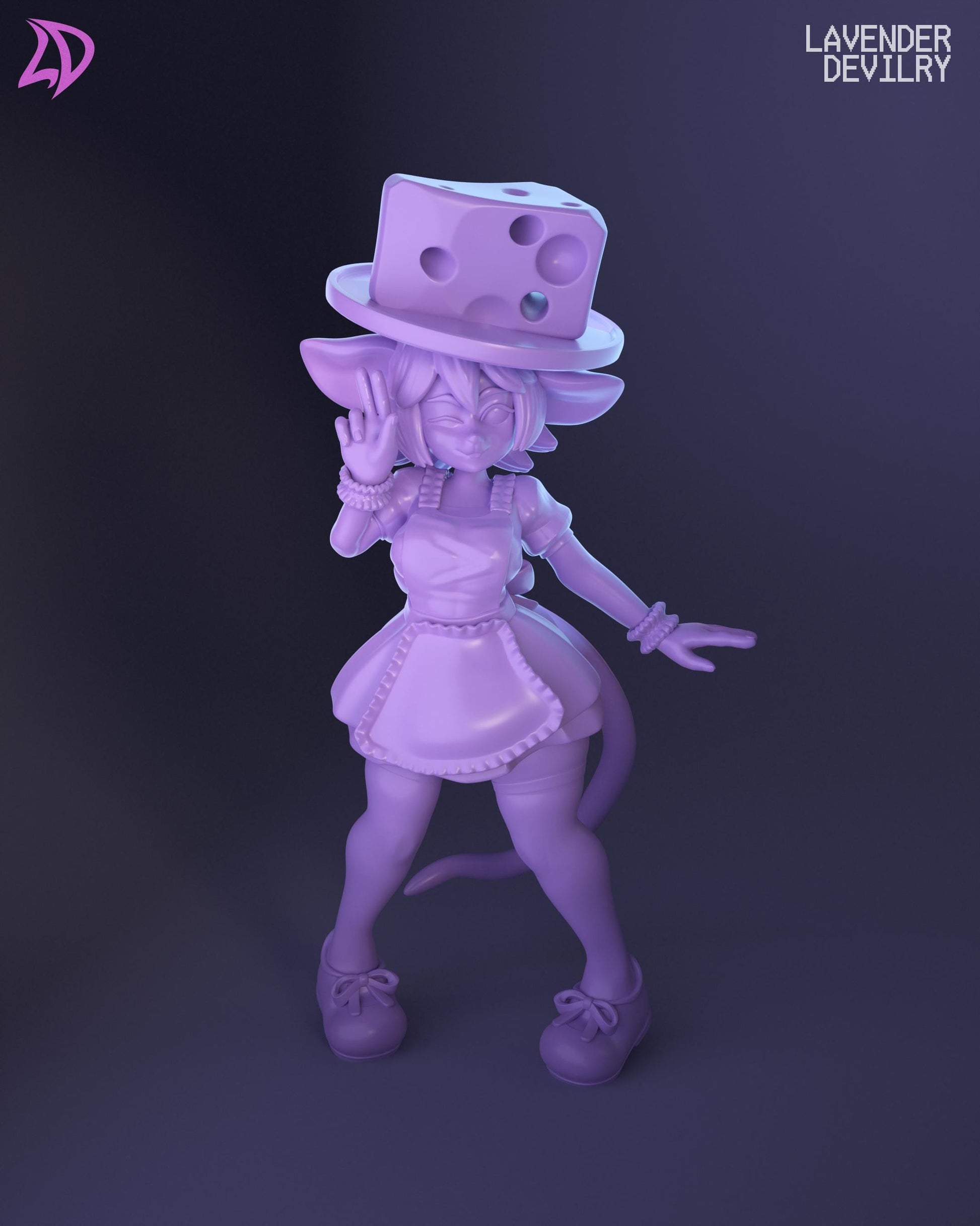 Mouse Maid Miss Swiss Miniature (Cheese & No Cheese Variations) - Lavender Devilry - 28mm / 32mm / 36mm