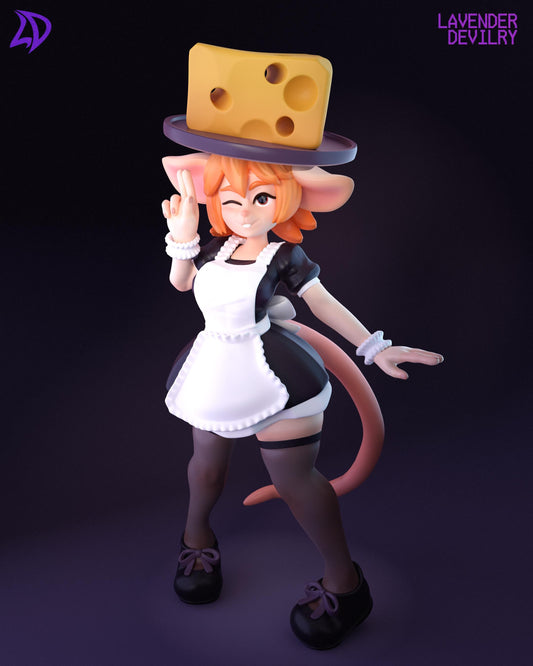 Mouse Maid Miss Swiss Miniature (Cheese & No Cheese Variations) - Lavender Devilry - 28mm / 32mm / 36mm