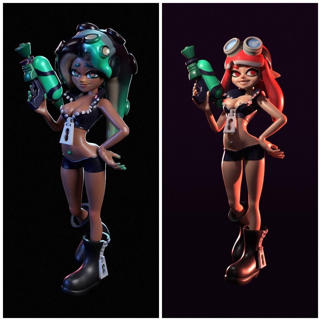 Lorelei, Watergun Spy Miniature (Squid & Octo Variations) - Lavender Devilry - 28mm / 32mm / 36mm / 75mm