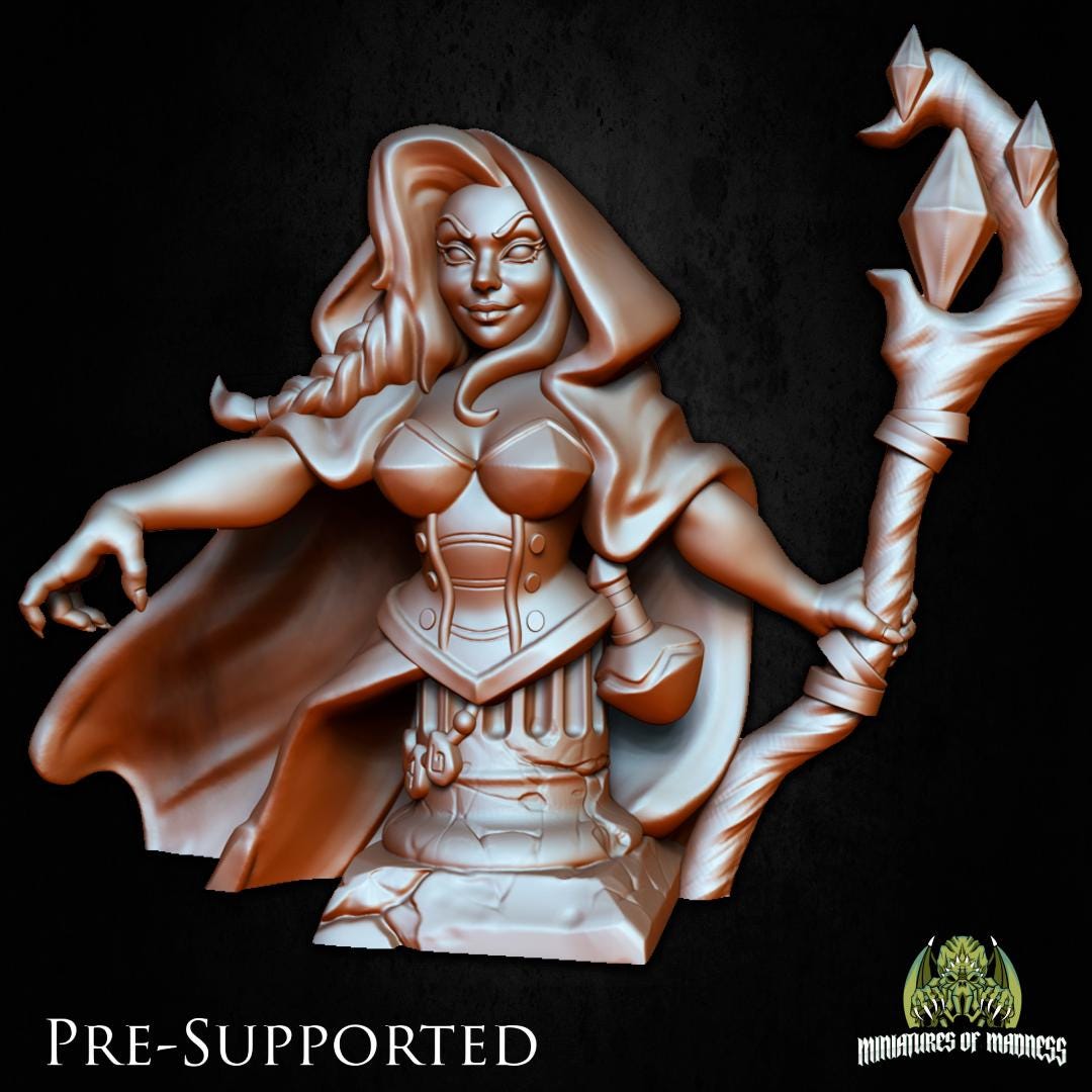 Agatha the Warlock Miniature - Miniatures of Madness - 28mm / 32mm / 36mm / Bust / Diorama