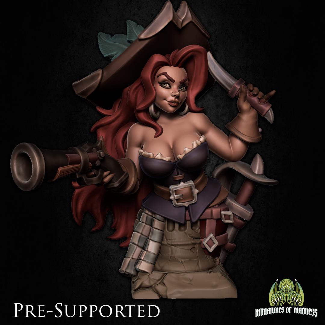 Grace the Piratess Miniature - Miniatures of Madness - 28mm / 32mm / 36mm / Bust / Diorama