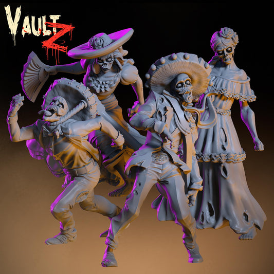 Dia De Los Muertos Zombies Miniature (4 Variations) - VaultZ - 28mm / 32mm / 36mm