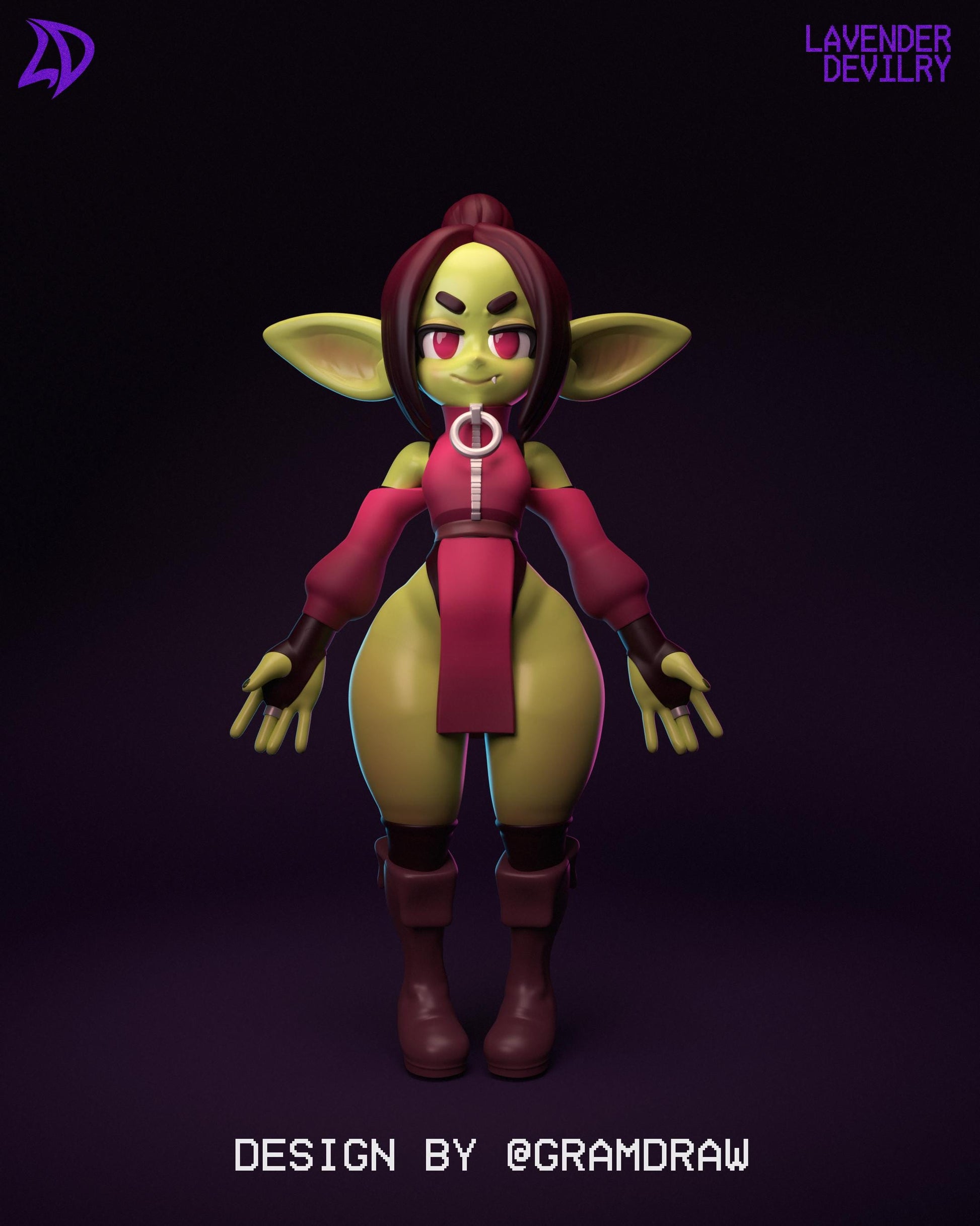 Gram Goblin Miniature (2 Variations) - Lavender Devilry - 28mm / 32mm / 36mm
