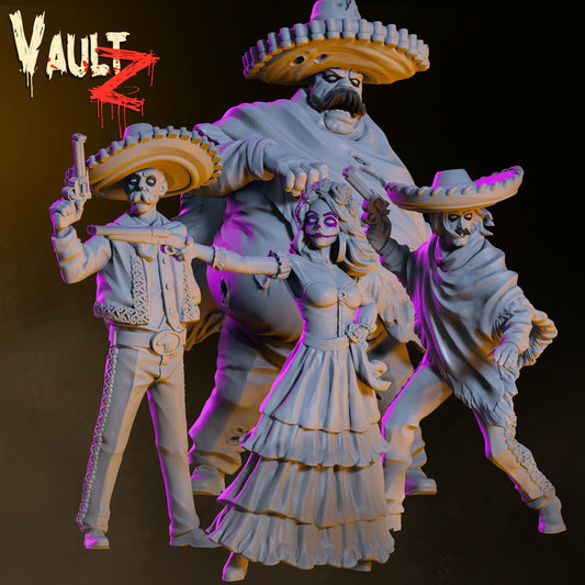 Dia De Los Muertos Zombie Hunters Miniature (4 Variations) - VaultZ - 28mm / 32mm / 36mm