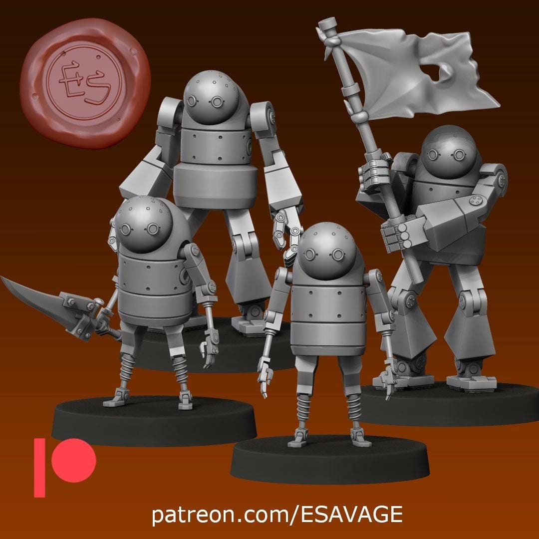 Enhanced Automaton Miniature (5 Variations) - Ethan Savage Studios - 28mm / 32mm / 36mm