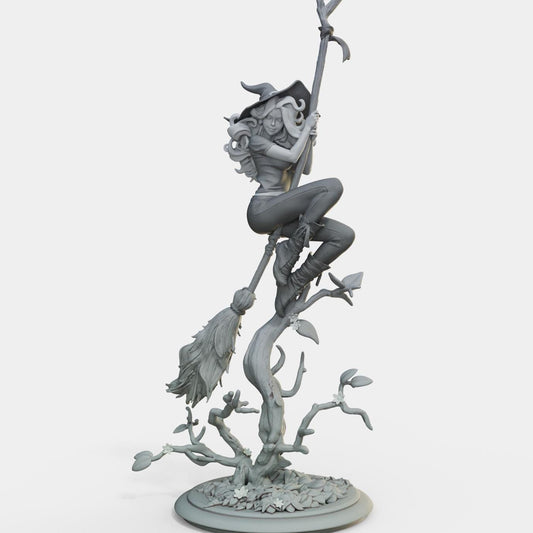 Bloodbound Witch Sarina Miniature (Standard, Hatless, & NSFW Variations) - Female Miniatures - 28mm / 32mm / 36mm / 75mm