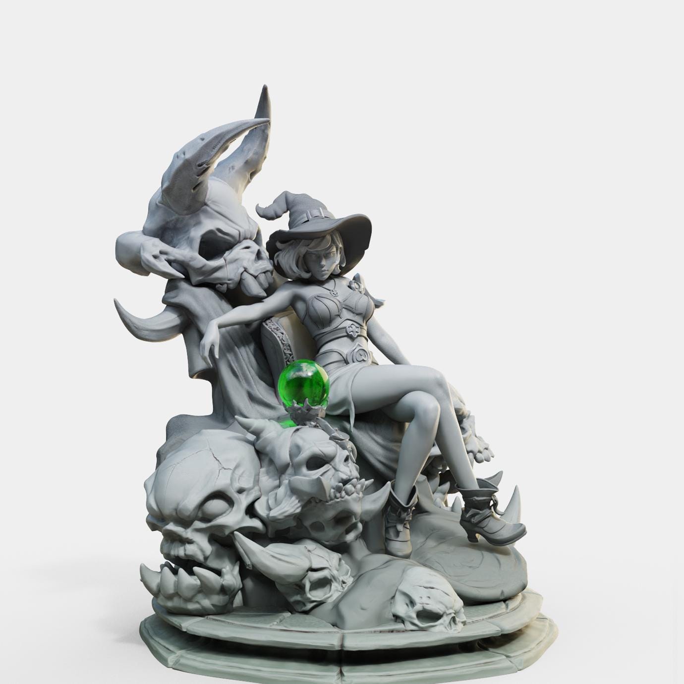 Bloodbound Witch Valeria Miniature (Standard, Hatless, & NSFW Variations) - Female Miniatures - 28mm / 32mm / 36mm / 75mm