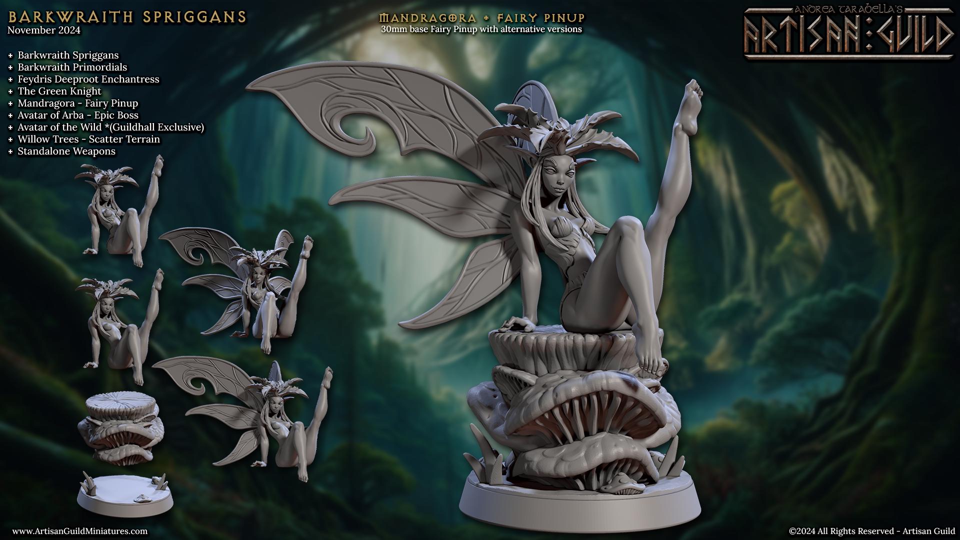Mandragora, Fairy Pinup Miniature (Standard & NSFW Variations) - Artisan Guild - 28mm / 32mm / 36mm