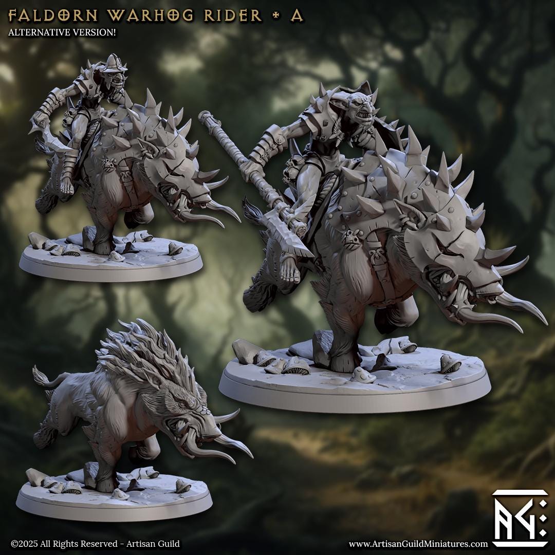 Faldorn Warhog Rider Miniature (4 Variations) - Artisan Guild - 28mm / 32mm / 36mm