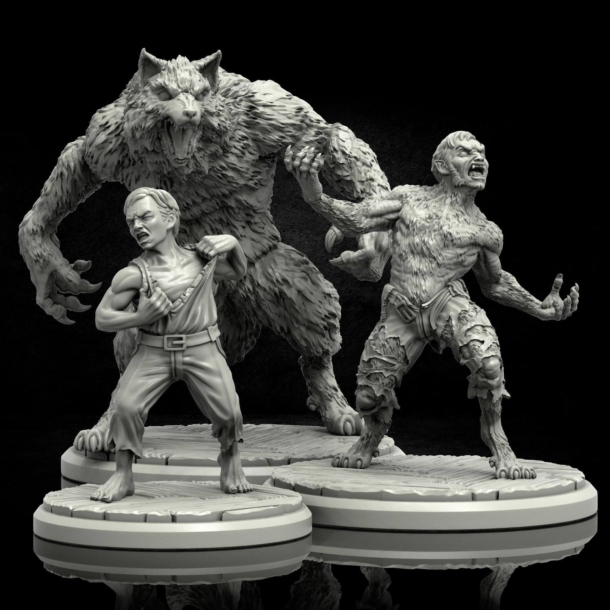 Werewolf Miniature (3 Phase Variations) - Adaevy Creations - 28mm / 32mm / 36mm
