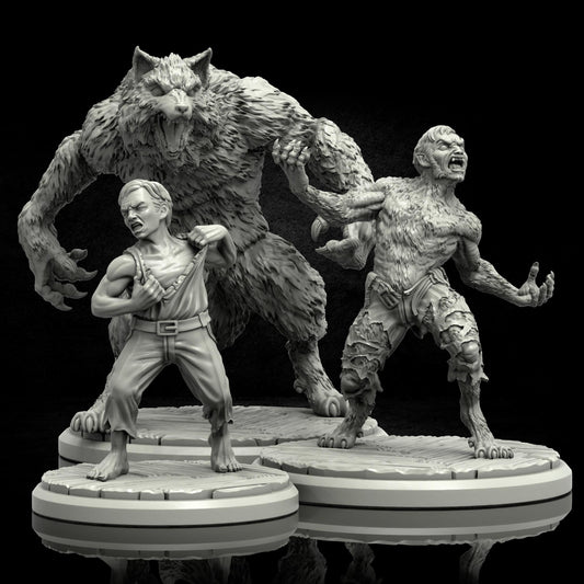 Werewolf Miniature (3 Phase Variations) - Adaevy Creations - 28mm / 32mm / 36mm