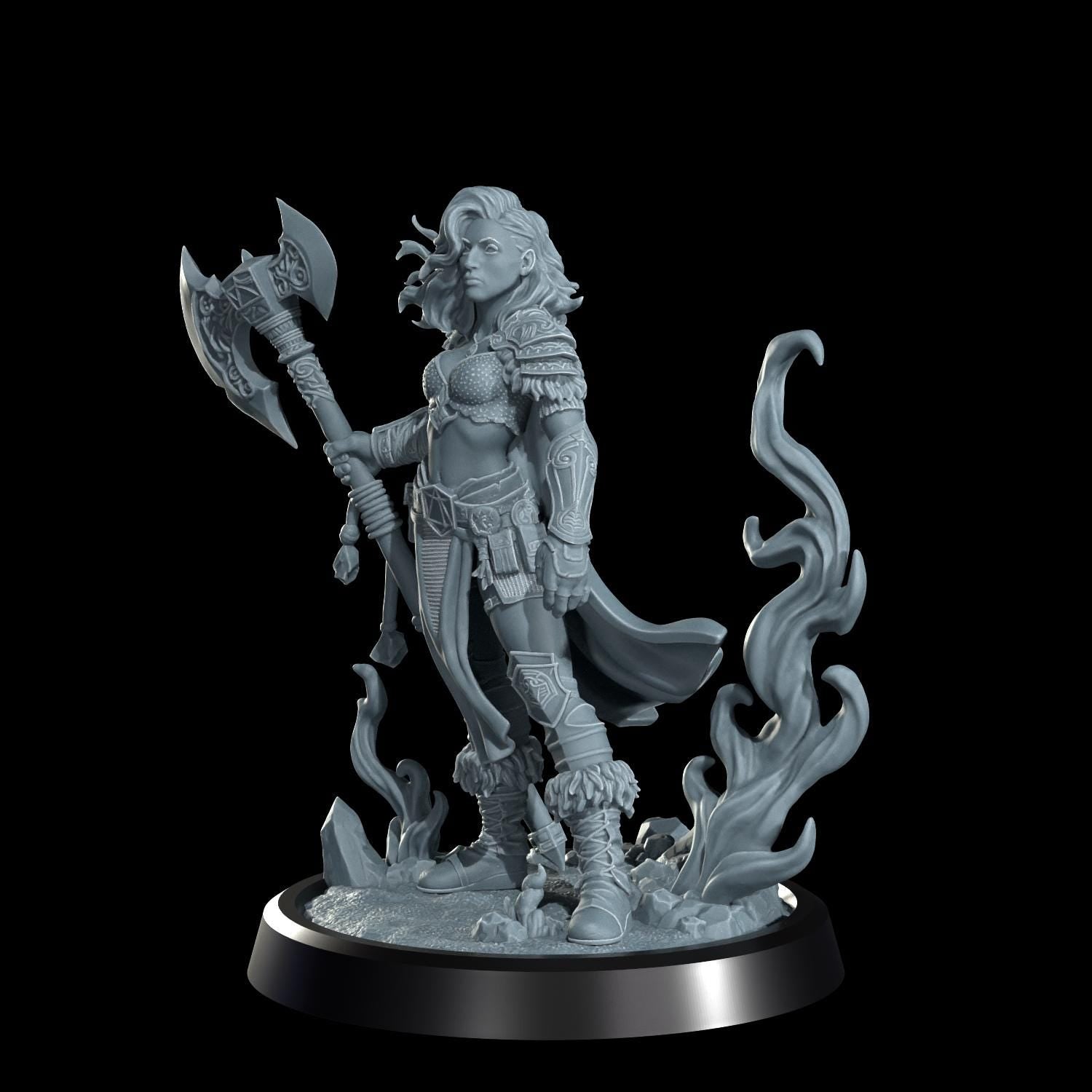 Fire Genasi Miniature (Alternate Weapon Variations) - Cosmondo - 28mm / 32mm / 36mm / 75mm / 120mm