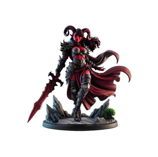 Tiefling Warrior Miniature (Alternate Weapon Variations) - Cosmondo - 28mm / 32mm / 36mm / 75mm / 120mm