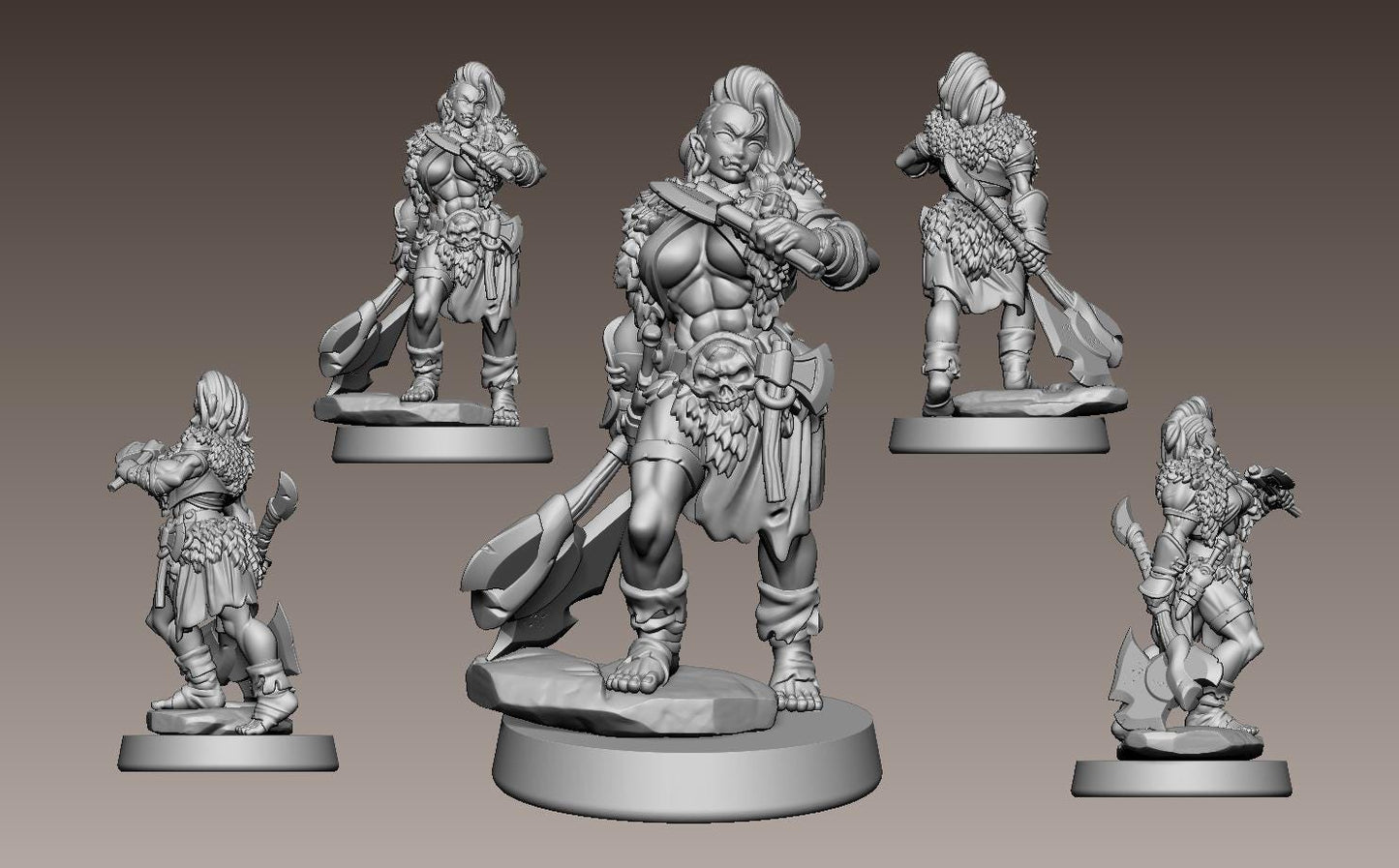 Orc Barbarian Gorvanna the Skullbearer Miniature - LPOMC - 28mm / 32mm / 36mm