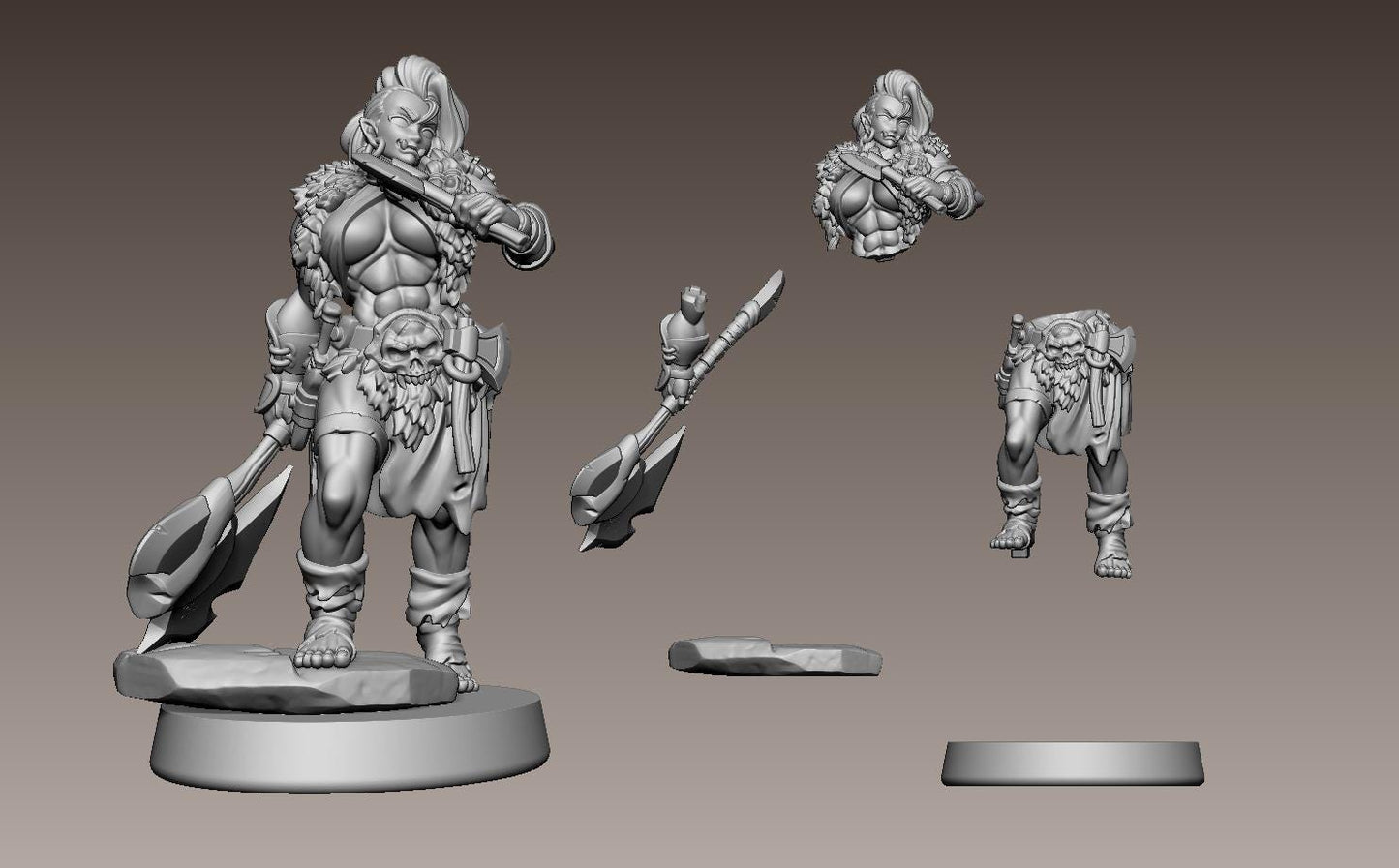 Orc Barbarian Gorvanna the Skullbearer Miniature - LPOMC - 28mm / 32mm / 36mm