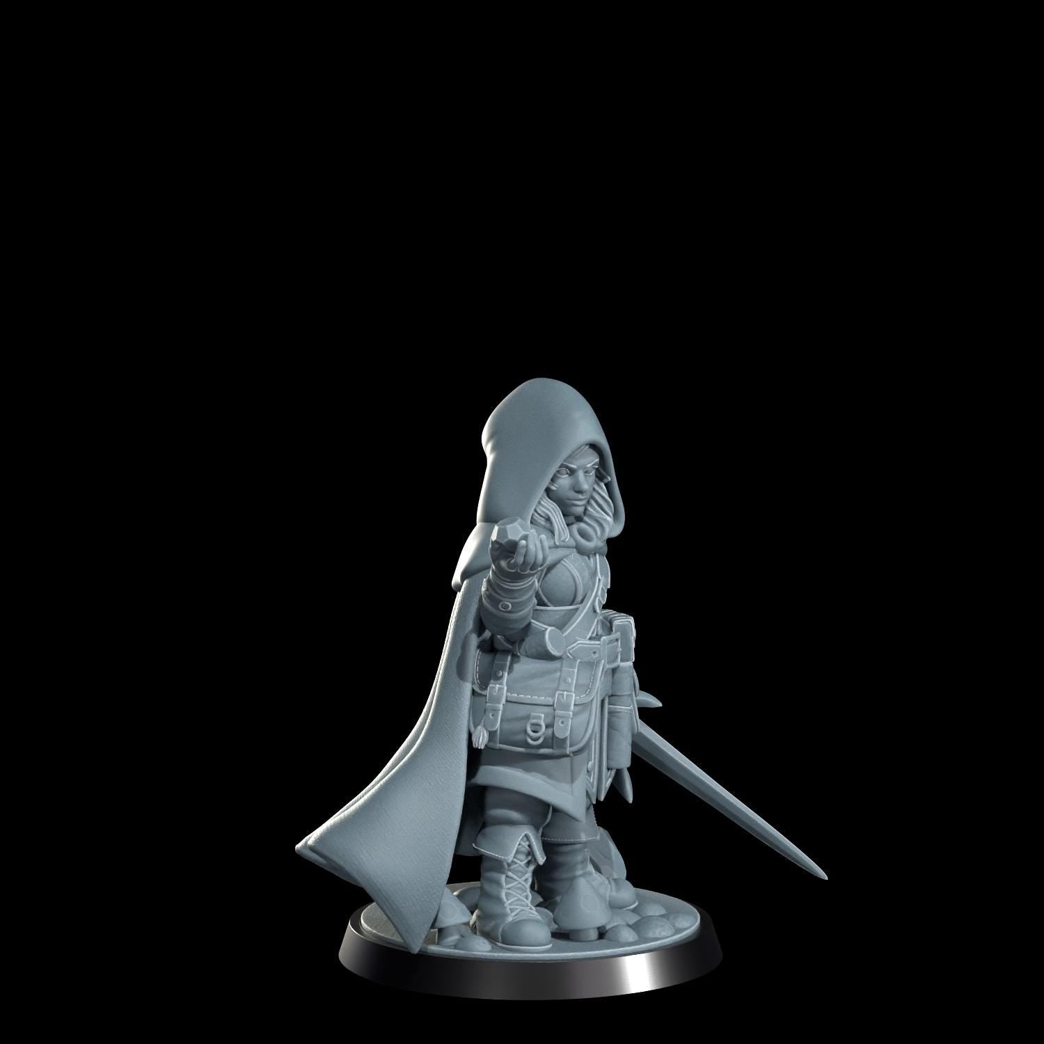 Halfling Rogue Miniature (Alternate Weapon Variations) - Cosmondo - 28mm / 32mm / 36mm / 75mm / 120mm