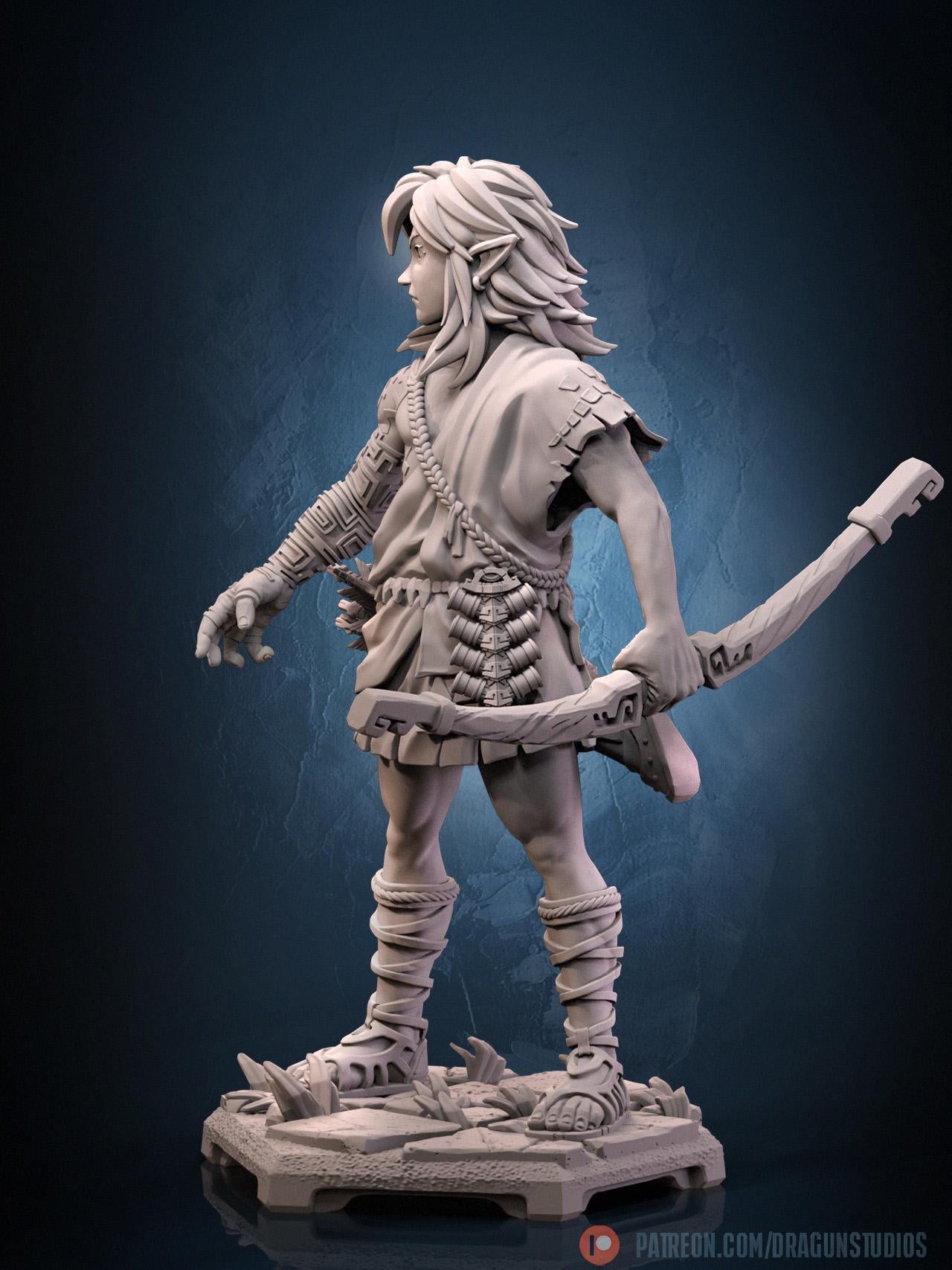 Archaic Elven Hero Miniature - DraGun Studios - 28mm / 32mm / 36mm / 75mm / 100mm