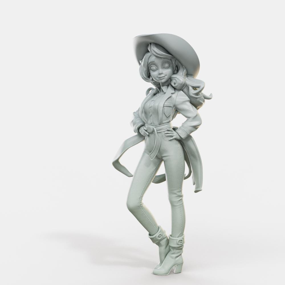 Marvelous Cowgirl Miniature - Female Miniatures - 28mm / 32mm / 36mm / 75mm
