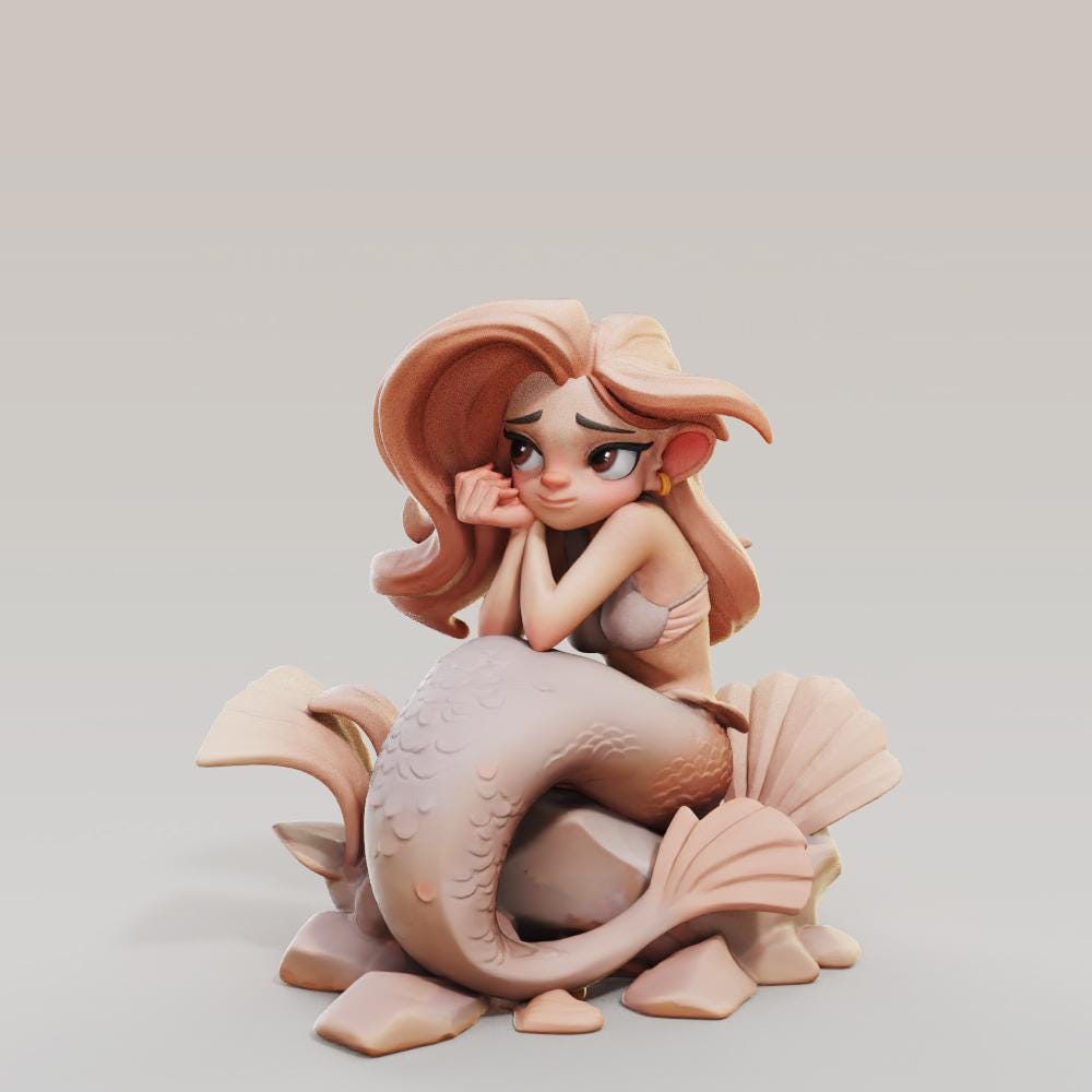 Marvelous Mermaid Miniature (Standard & Tiefling Variations) - Female Miniatures - 28mm / 32mm / 36mm / 75mm