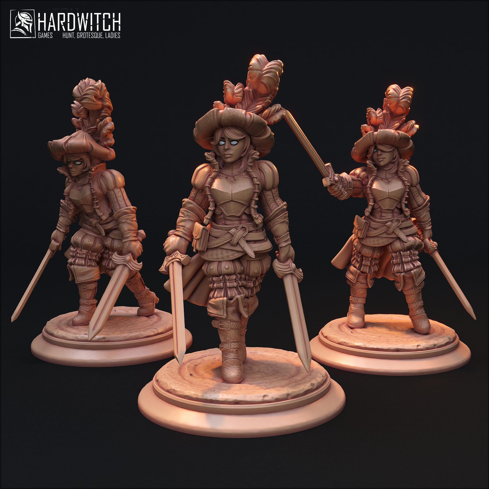 Female Rogue Maximus Squad Miniature (6 Variations) - HardWitch Games - 28mm / 32mm / 36mm