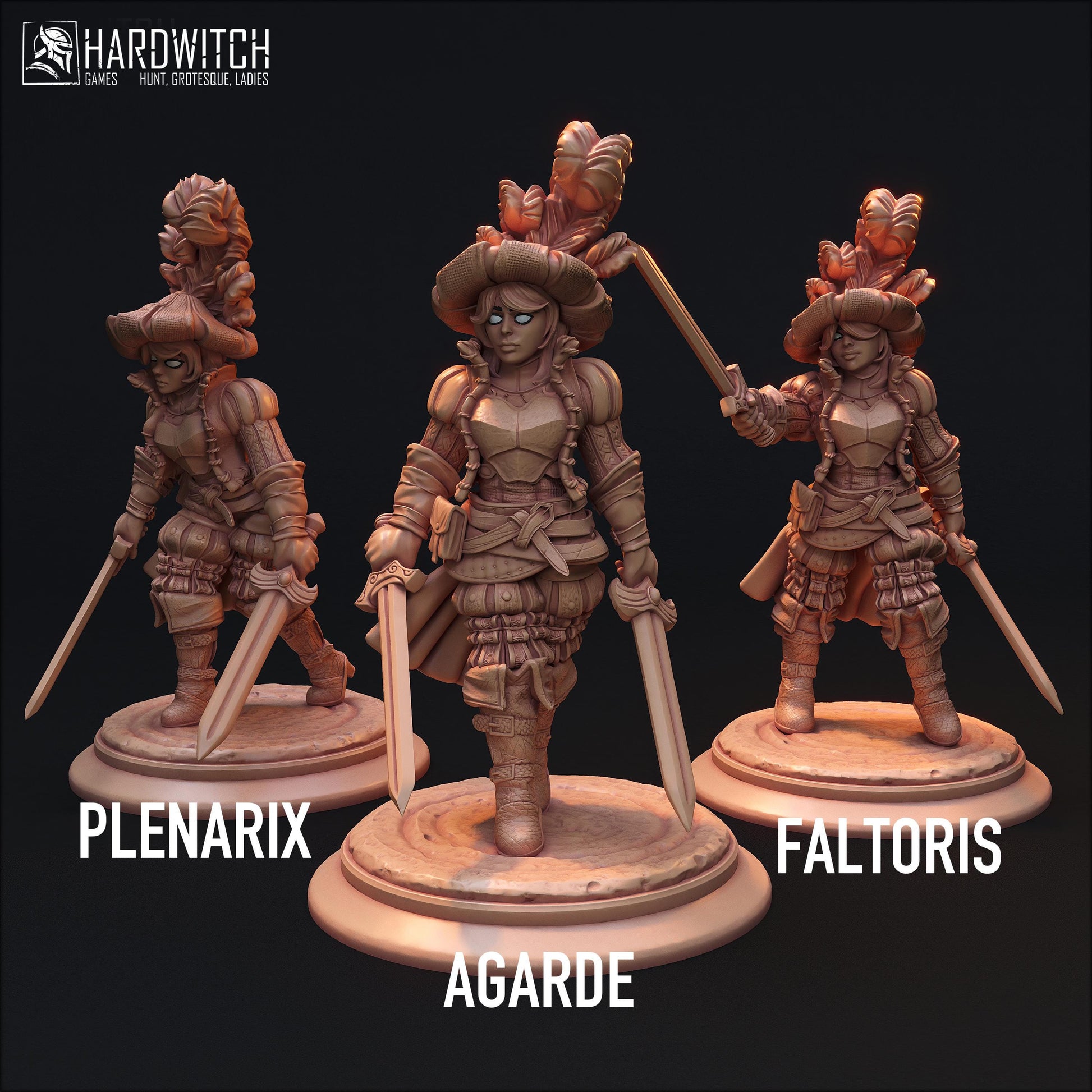 Female Rogue Maximus Squad Miniature (6 Variations) - HardWitch Games - 28mm / 32mm / 36mm