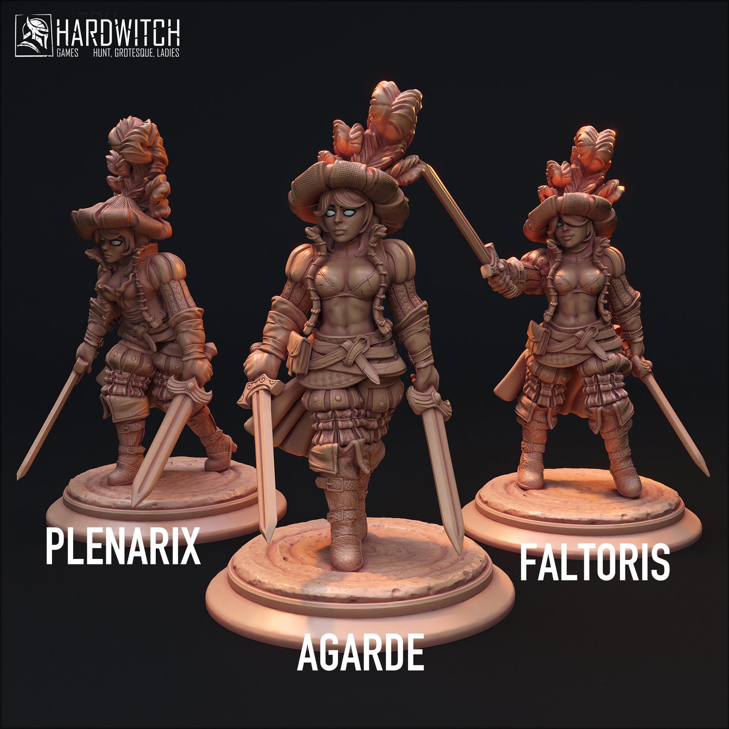 Female Rogue Maximus Squad Miniature (6 Variations) - HardWitch Games - 28mm / 32mm / 36mm