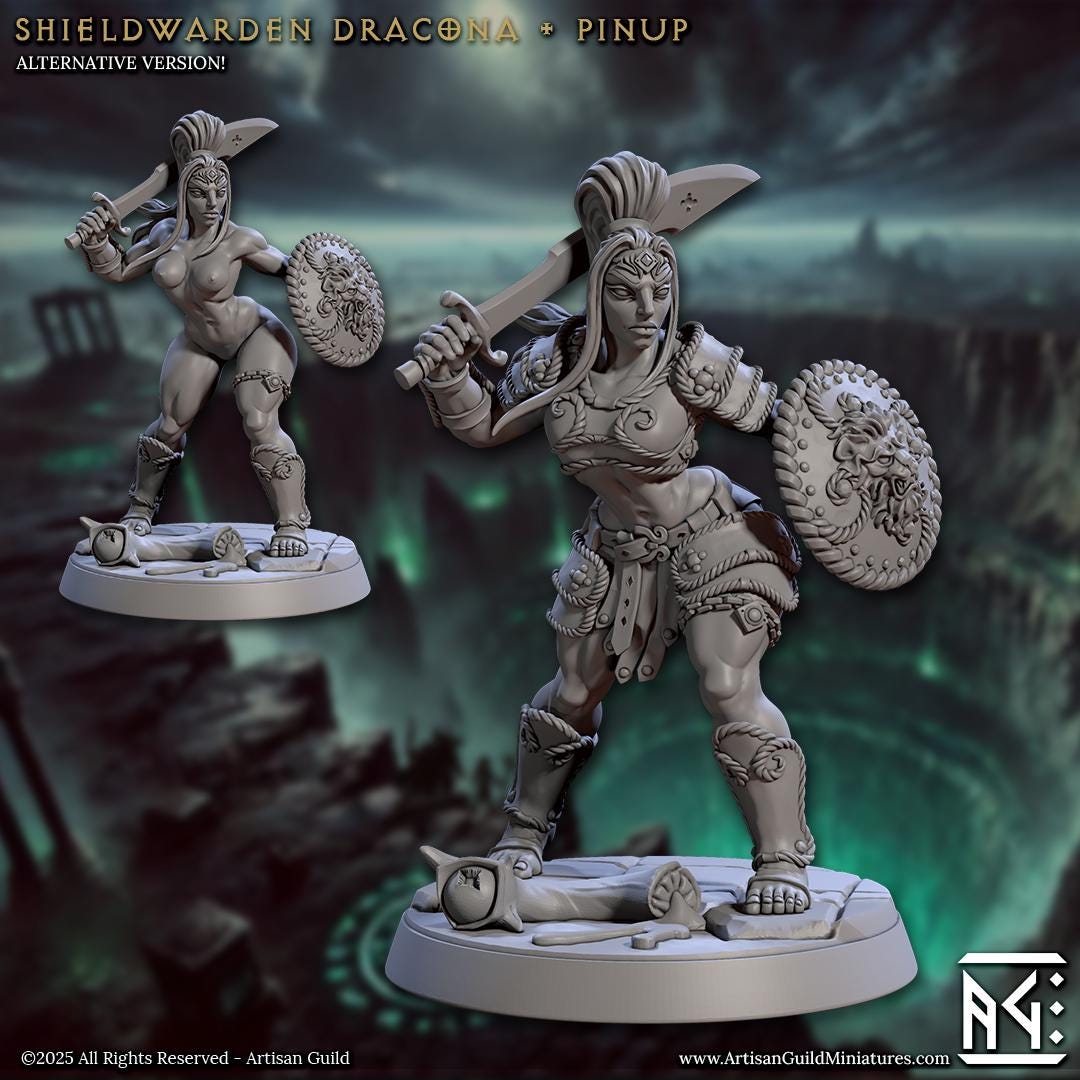 Shieldwarden Dracona Miniature (Standard & NSFW Variations) - Artisan Guild - 28mm / 32mm / 36mm