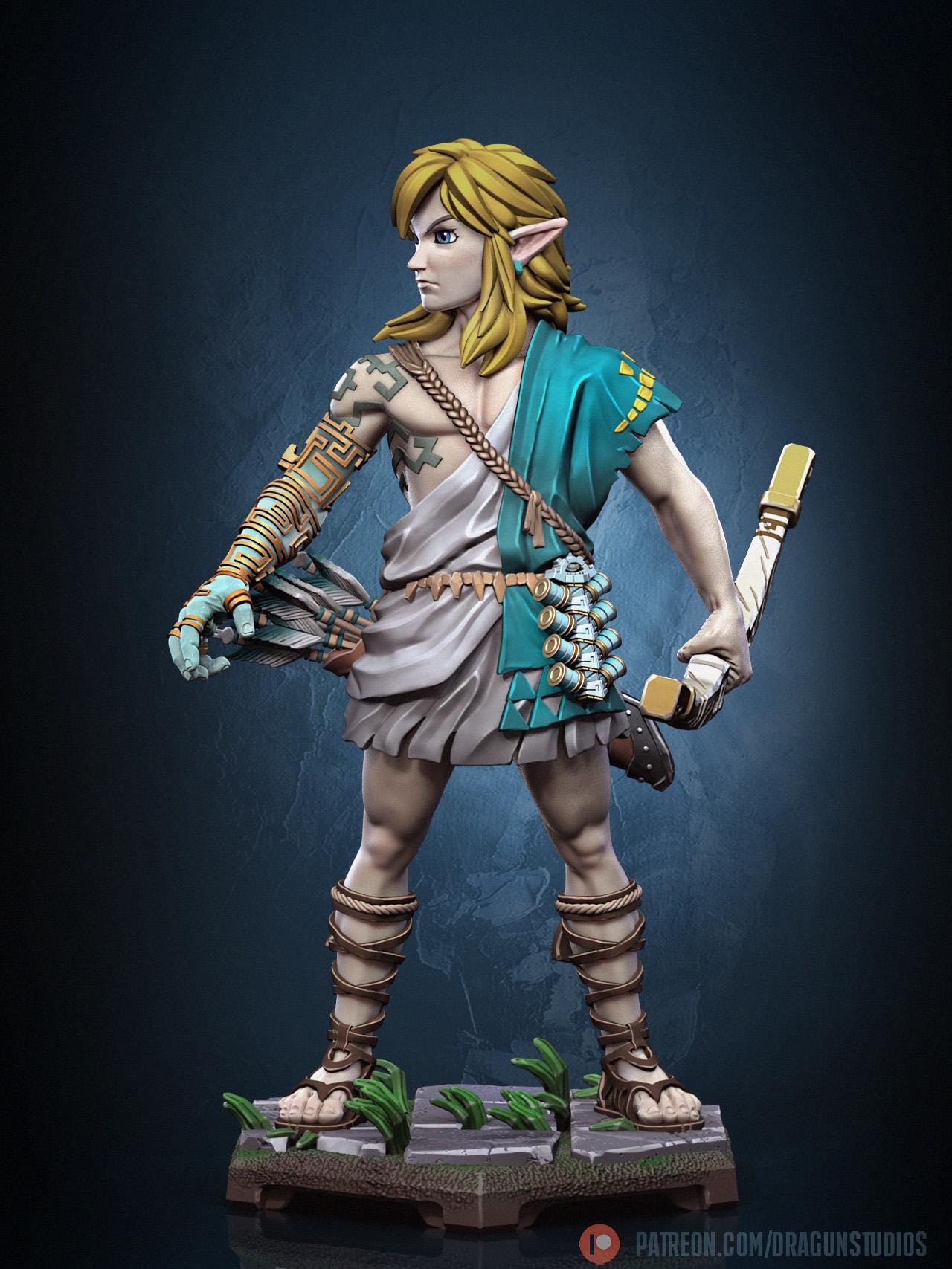 Archaic Elven Hero Miniature - DraGun Studios - 28mm / 32mm / 36mm / 75mm / 100mm