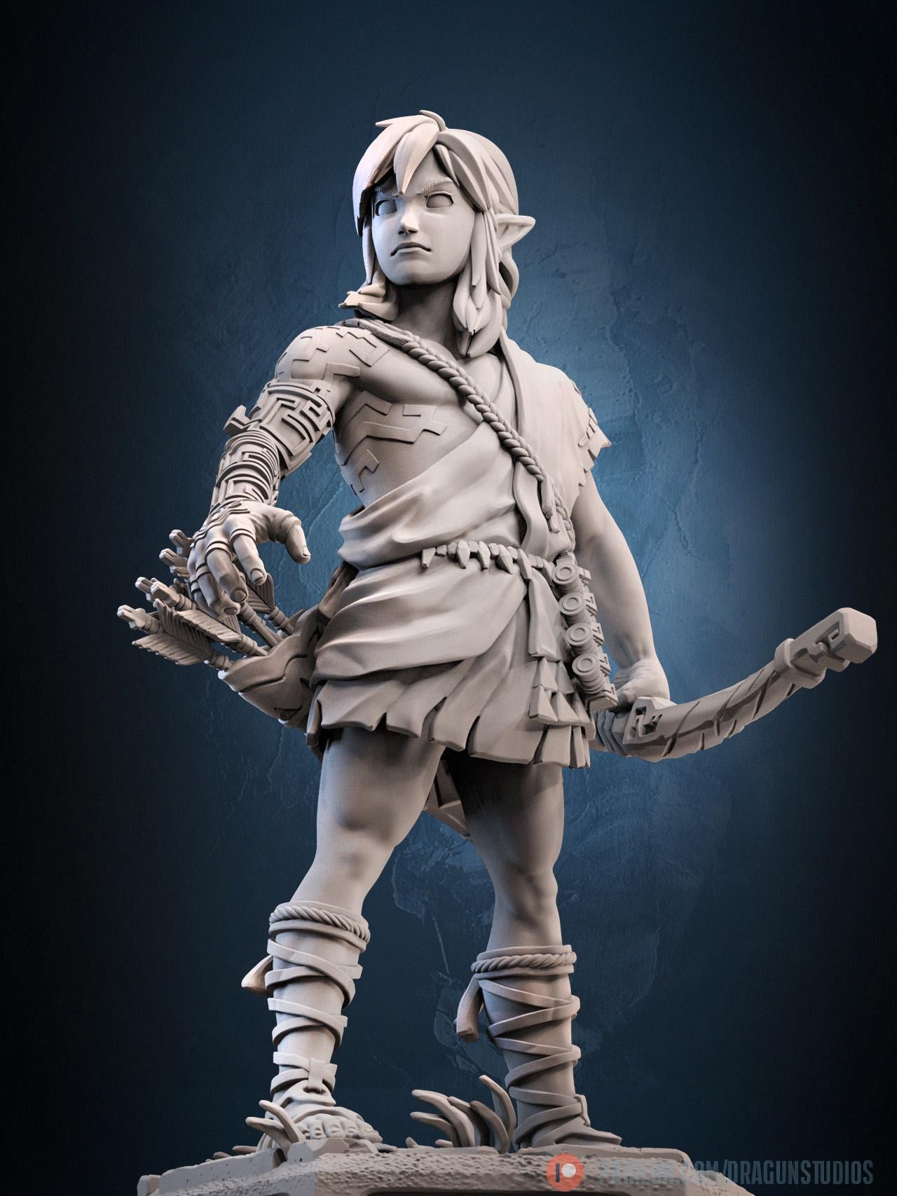 Archaic Elven Hero Miniature - DraGun Studios - 28mm / 32mm / 36mm / 75mm / 100mm
