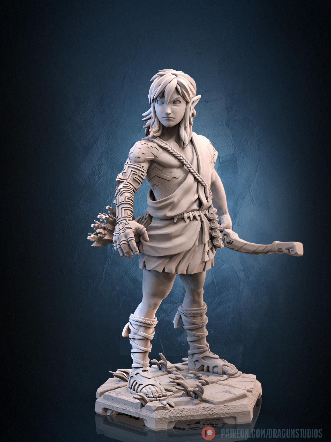Archaic Elven Hero Miniature - DraGun Studios - 28mm / 32mm / 36mm / 75mm / 100mm