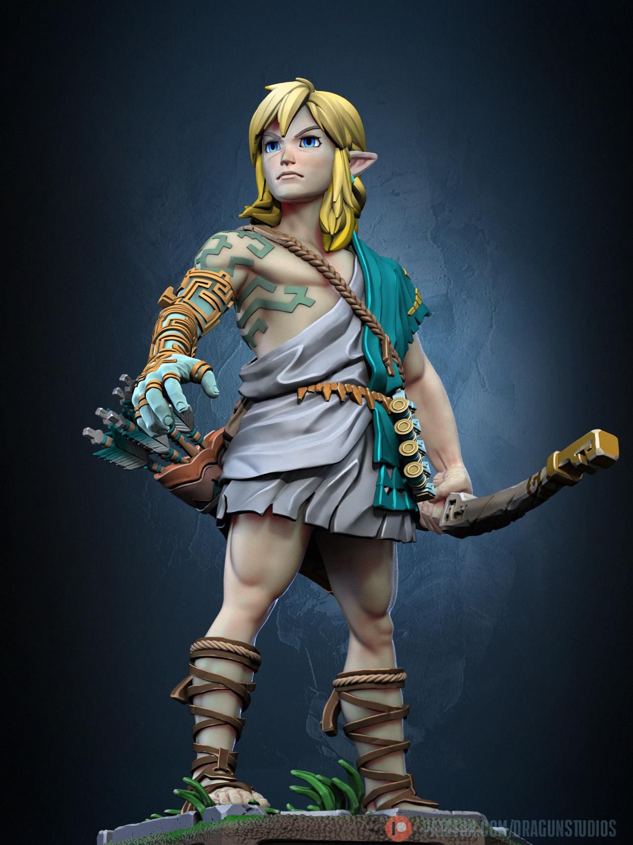 Archaic Elven Hero Miniature - DraGun Studios - 28mm / 32mm / 36mm / 75mm / 100mm