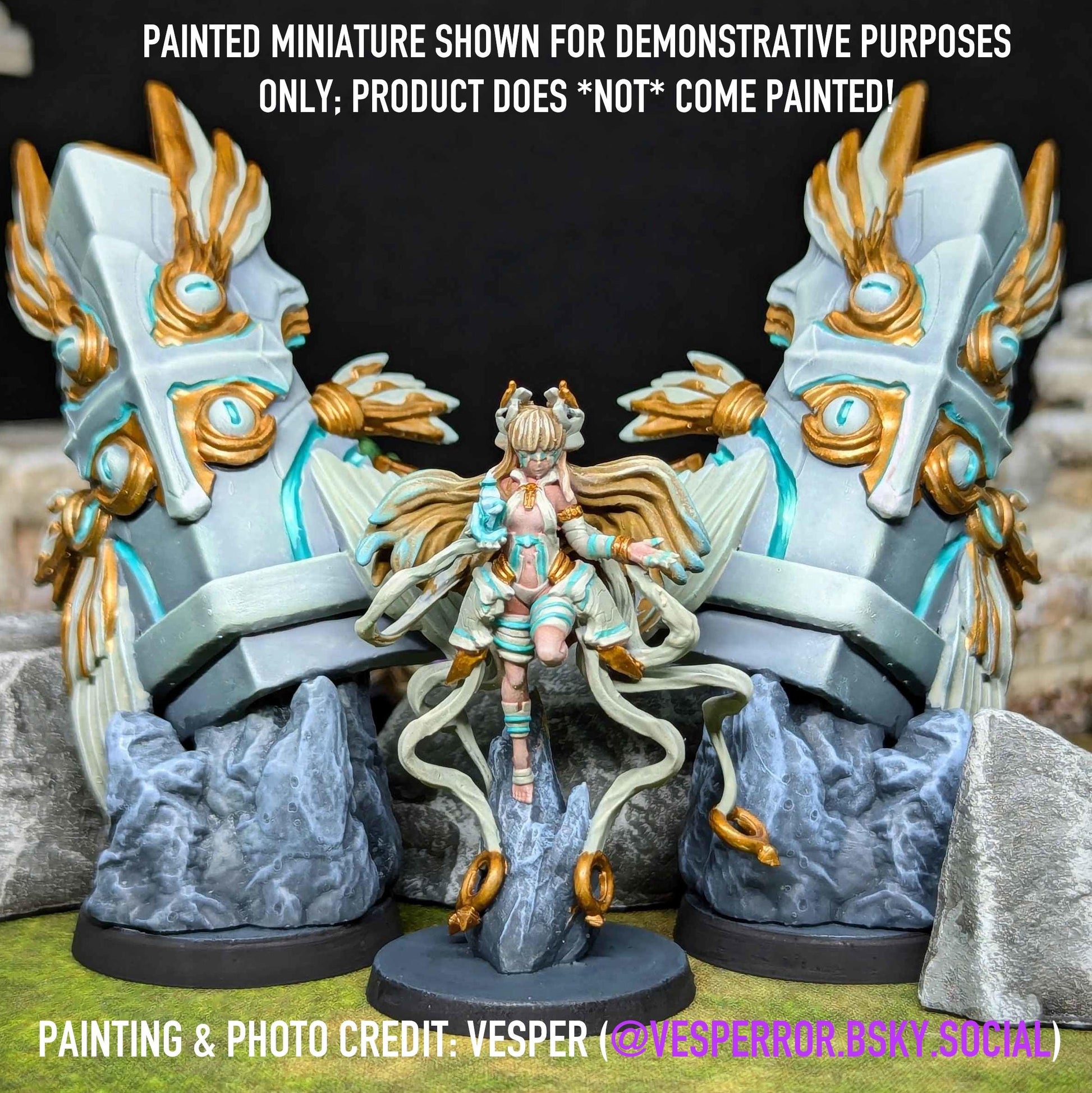 Shield Goddess Pandora Miniature - Unlimited Fantasy Minis - 28mm / 32mm / 36mm