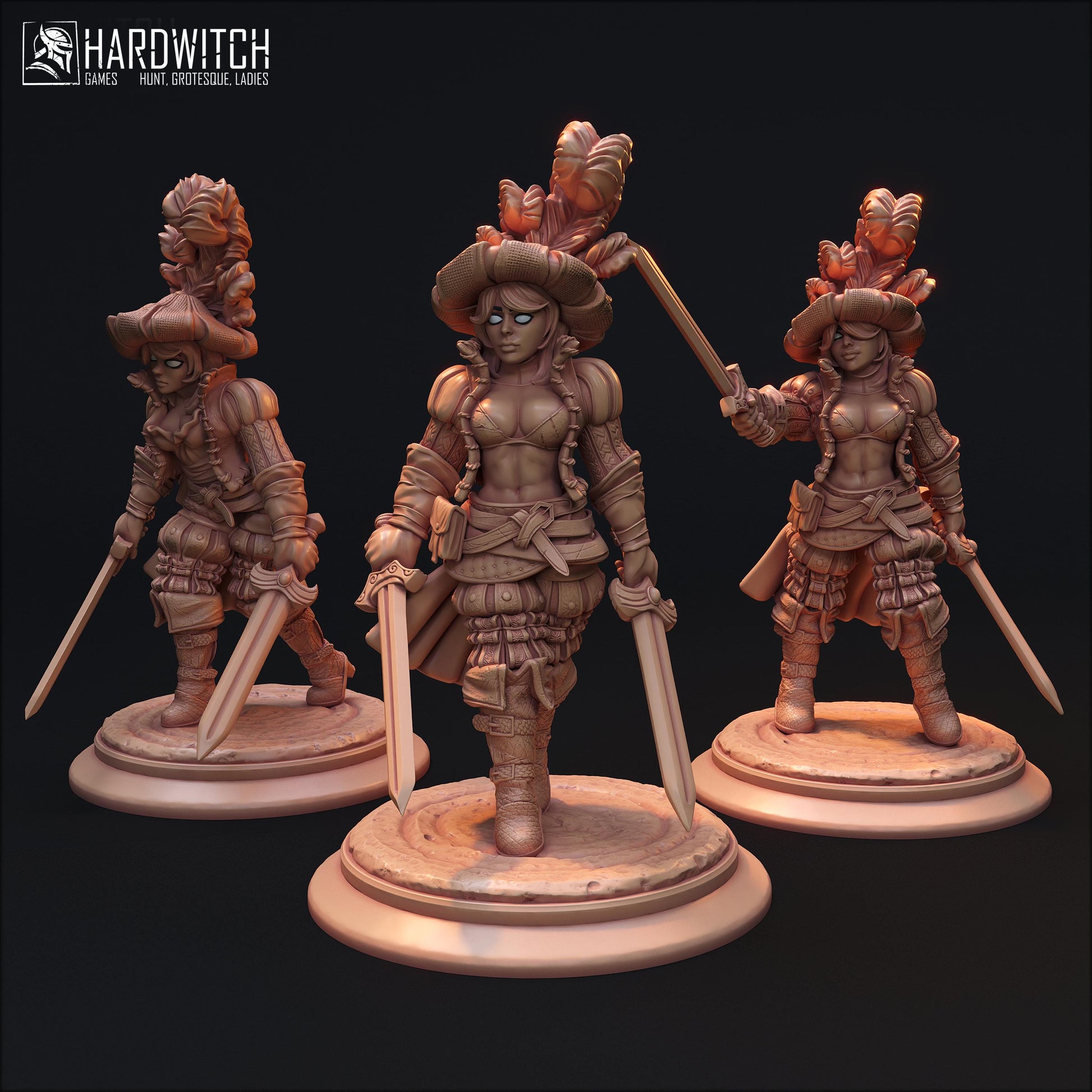 Female Rogue Maximus Squad Miniature (6 Variations) - HardWitch Games - 28mm / 32mm / 36mm