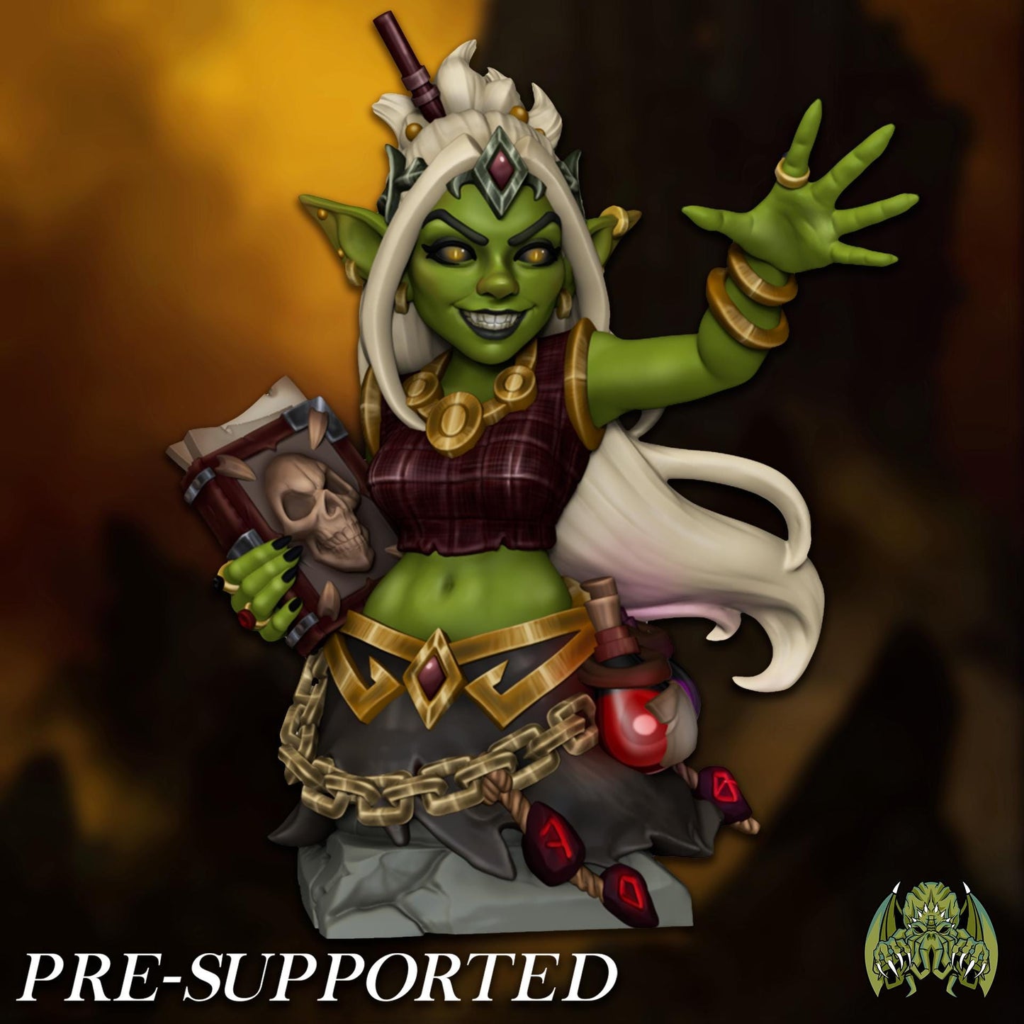 Raksha, Goblin Shaman Miniature - 28mm / 32mm / 36mm / Bust - Miniatures of Madness