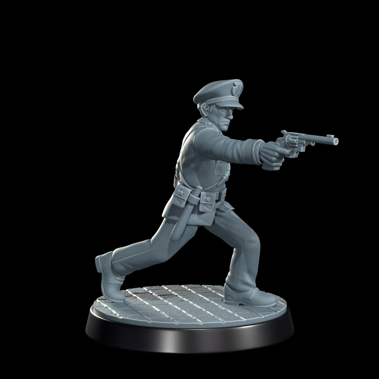 High Speed Horror Law Enforcement Miniature - 28mm / 32mm / 36mm - Cosmondo - Resin Printed 3D Printed for TTRPGs