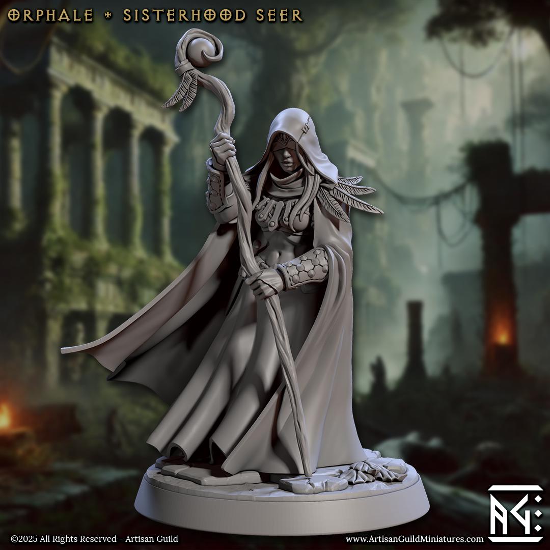 Sisterhood Seer Orphale Miniature - 28mm / 32mm / 36mm - Artisan Guild - Resin Printed Miniature for TTRPGs and Board Games