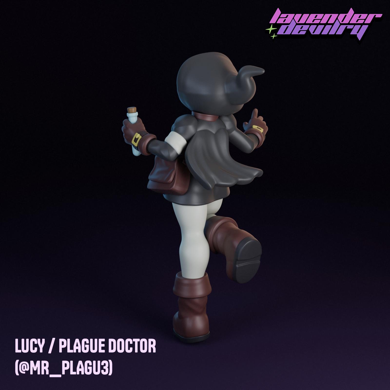 Plague Doctor Lucy Miniature - 28mm / 32mm / 36mm / 75mm - Lavender Devilry - Resin Printed Figure for D&D, TTRPGs and Board Games