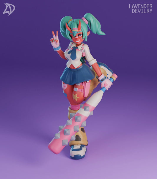 Demonic Cutie Miniature - 28mm / 32mm / 36mm / 75mm - Lavender Devilry - Resin Printed Figure for D&D, TTRPGs and Board Games