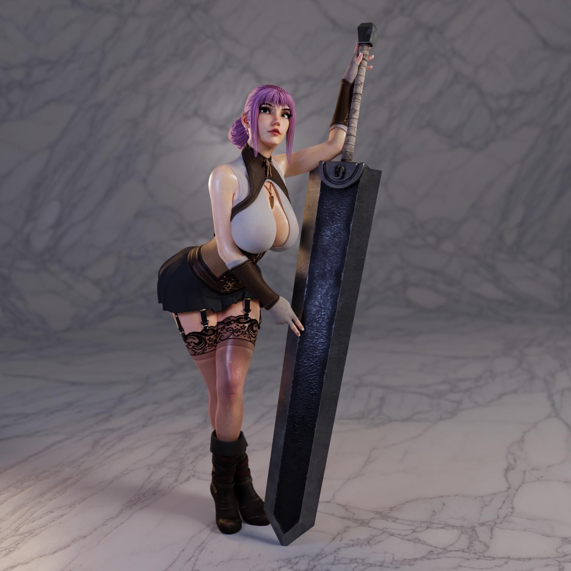 Maiden's Squire Miniature - 28mm / 32mm / 36mm / 75mm - Standard & NSFW Variations - QB Works