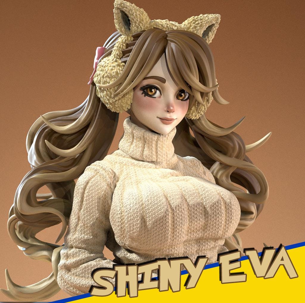 Waifumon Eva Figure - 160mm - Standard, Shiny, and NSFW Variations - Resin Printed - Siryll Art