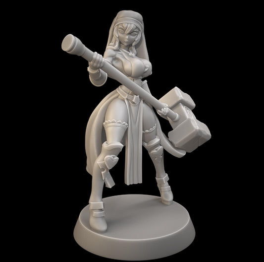 Heartbreaker Cleric Miniature - 28mm / 32mm / 36mm - Juancho's Minis - Resin Printed Figure for D&D, TTRPGs, and Board Games