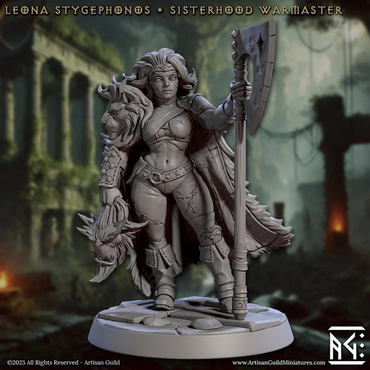 Sisterhood Warmaster Leona Miniature - 28mm / 32mm / 36mm - Artisan Guild - Resin Printed Miniature for TTRPGs and Board Games