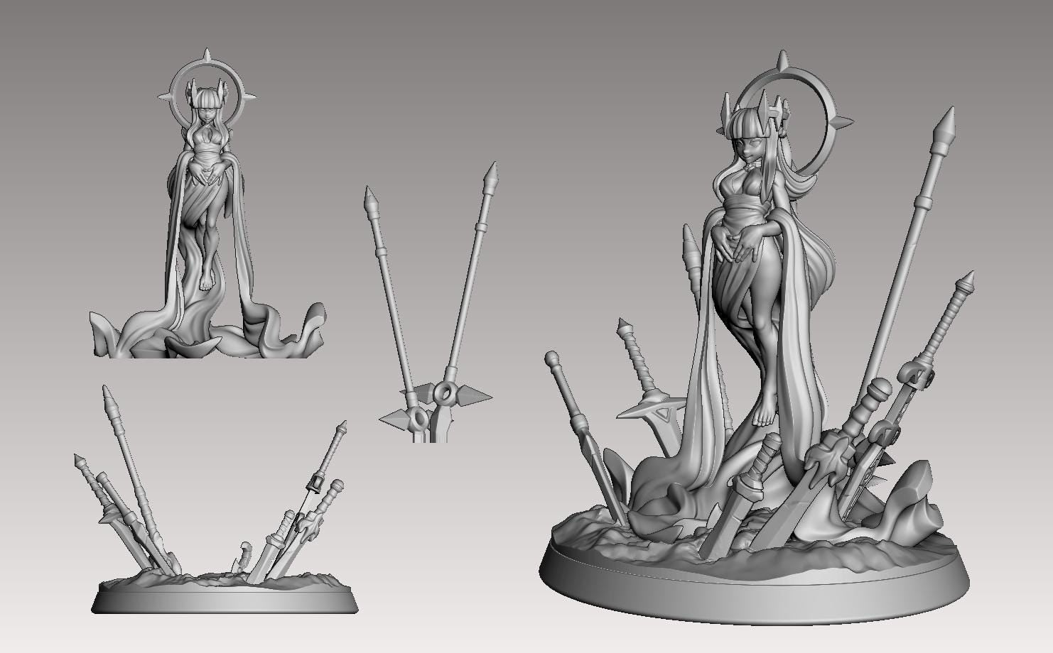 War Goddess Miniature - 28mm / 32mm / 36mm - LPOMC - Resin Printed Figure for D&D, TTRPGs, and Board Games