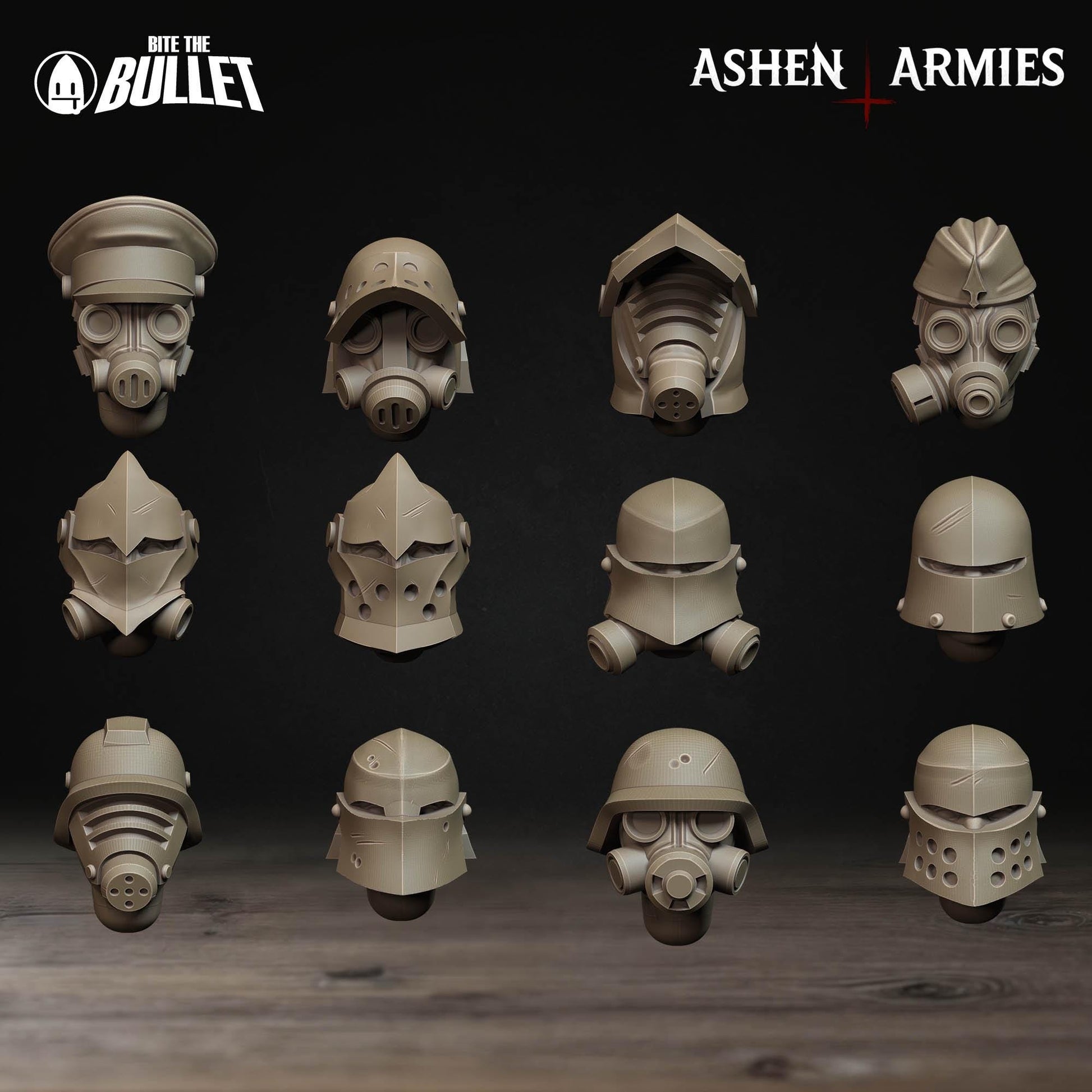Sanctified Legion Modular Heads - 28mm / 32mm / 36mm - Bite the Bullet - Resin Printed Figure for D&D, TTRPGs, and Wargaming