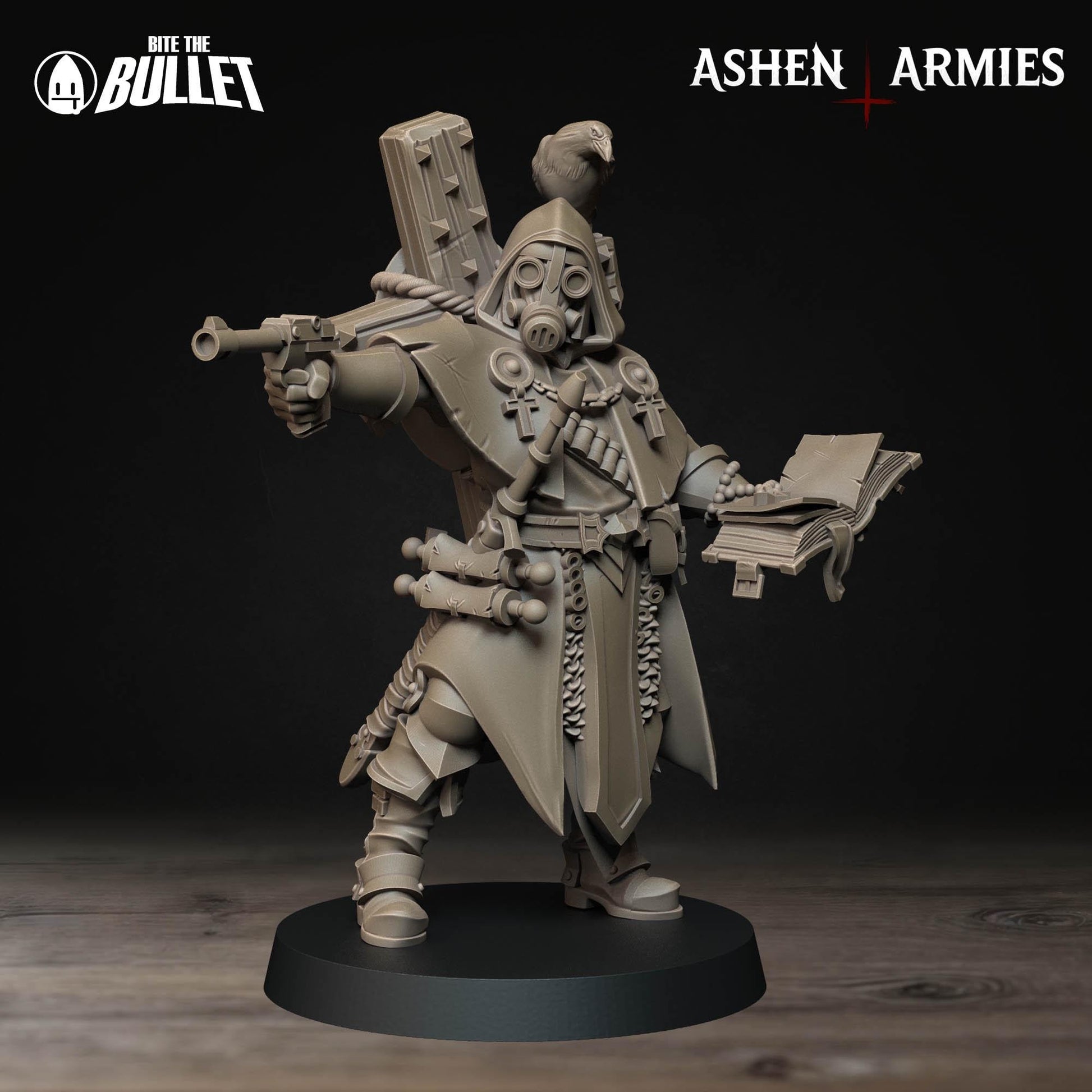 Sanctified Legion Trench Cleric Miniature (2 Variations) - 28mm / 32mm / 36mm - Bite the Bullet - Resin Printed Wargaming Figure