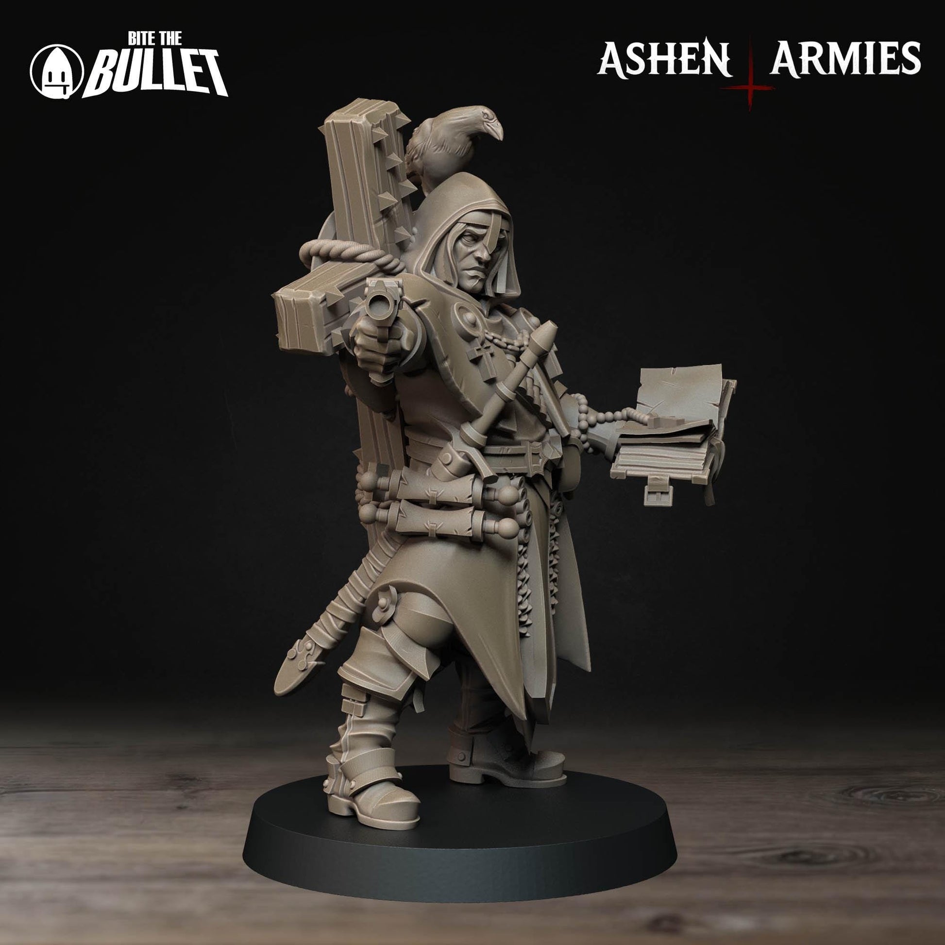 Sanctified Legion Trench Cleric Miniature (2 Variations) - 28mm / 32mm / 36mm - Bite the Bullet - Resin Printed Wargaming Figure