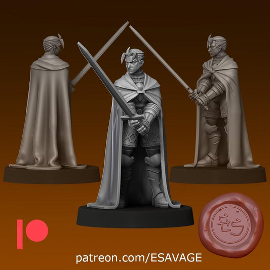 Knight Miniature - 28mm / 32mm / 36mm - Ethan Savage Studios - Resin Printed Figure for D&D, TTRPGs, and Board Games