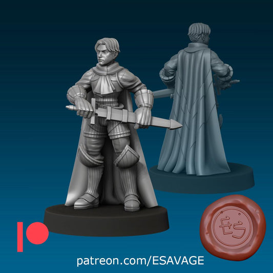 White Knight Miniature (2 Variations) - 28mm / 32mm / 36mm - Ethan Savage Studios - Resin Printed Figure for D&D, TTRPGs, and Board Games