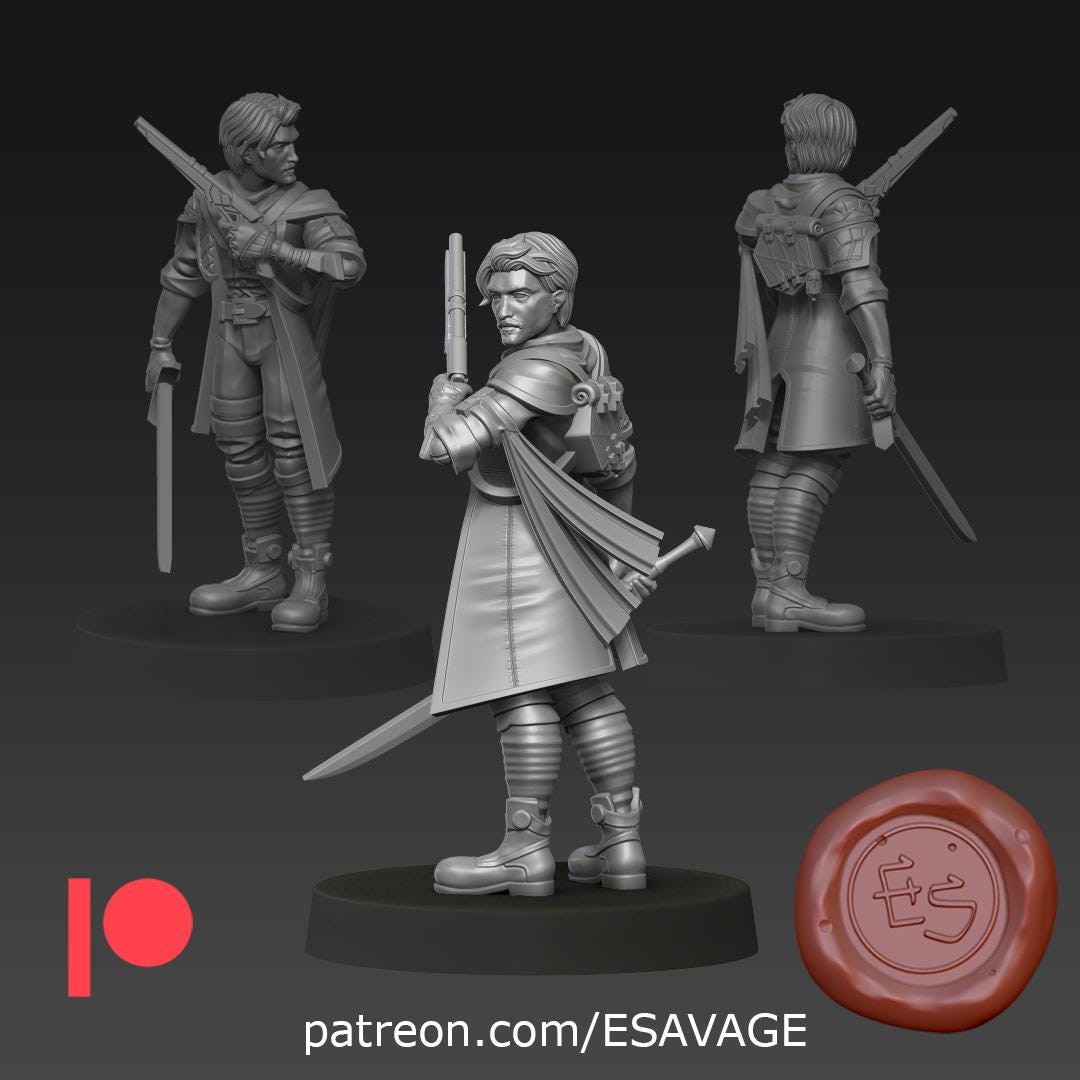 Gustave Miniature - 28mm / 32mm / 36mm / 75mm - Ethan Savage Studios - Resin Printed Figure for D&D, TTRPGs, and Board Games